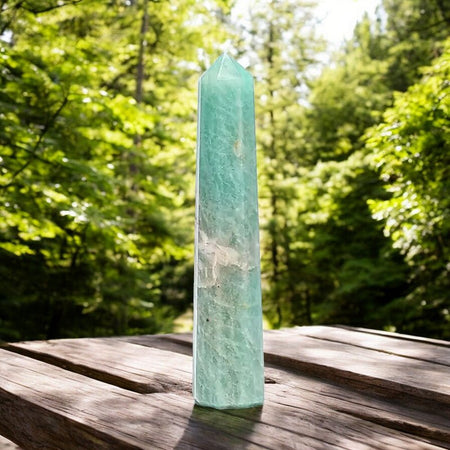 obelisco in amazzonite naturale per calma e protezione energetica