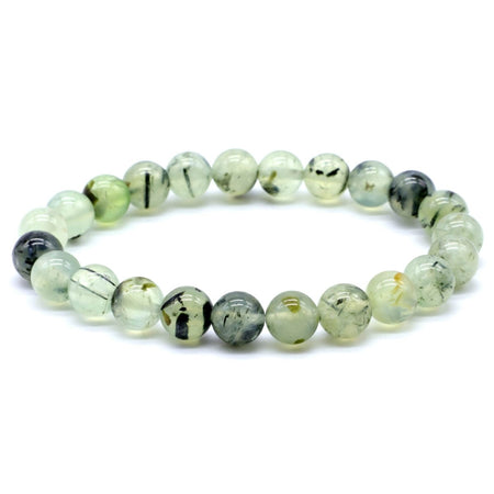 Bracciale in Prehnite naturale con perle verdi da 8 mm