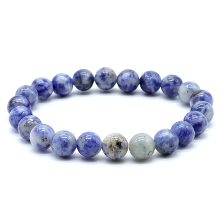 Bracciale con sfere da 8 mm in sodalite blu con venature bianche