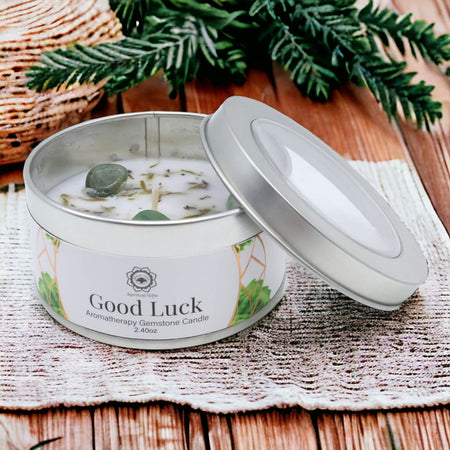 candela artigianale patchouli e avventurina per prosperità