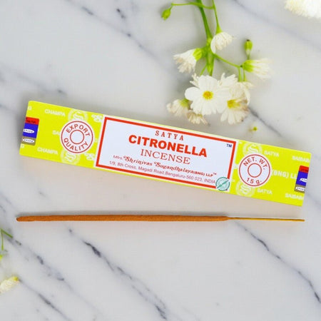 Confezione da 15 grammi di Incenso Naturale in Stick Satya profumazione Citronella