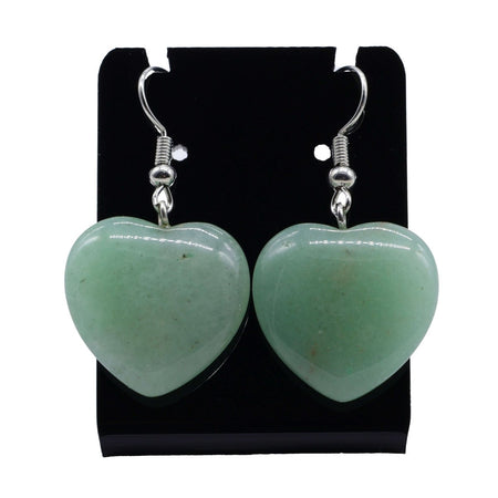 Orecchini in acciaio a cuore con pietra naturale di avventurina verde
