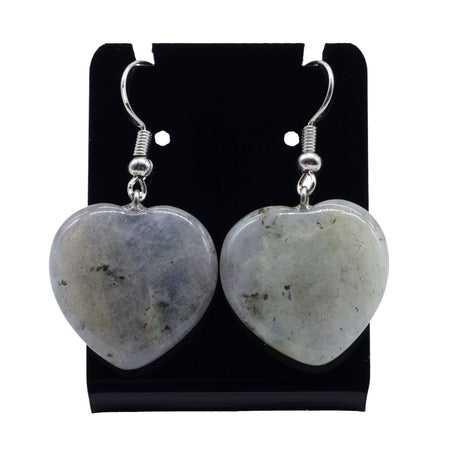 Orecchini in acciaio a cuore con pietra naturale di labradorite