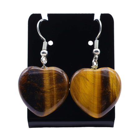 Orecchini a cuore in acciaio con pietra naturale Occhio di Tigre