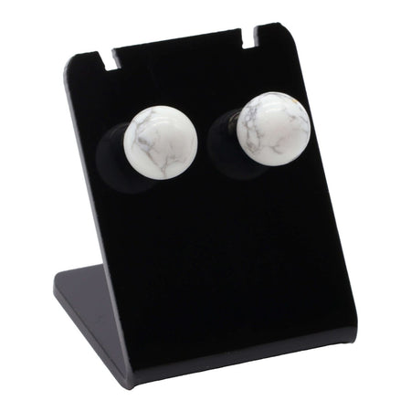 Orecchini in acciaio inossidabile con sfere di howlite naturale