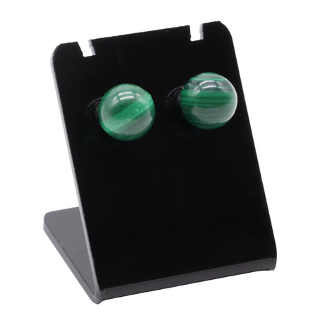 Orecchini in acciaio inossidabile con sfere di malachite verde naturale