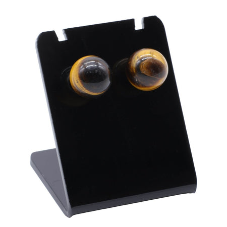 Orecchini in acciaio inossidabile con sfere di occhio di tigre naturale