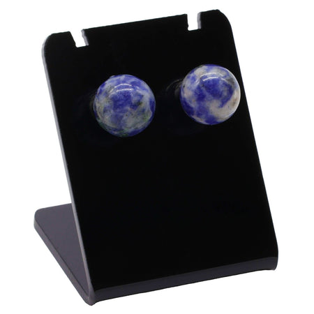 Orecchini eleganti in acciaio inossidabile con gemma a sfera di sodalite da 1 cm