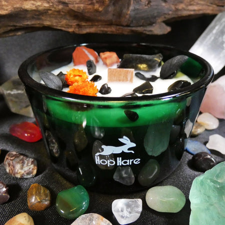 candela Il Diavolo con Diaspro Rosso e Agata Nera, perfetta per passione e forza interiore.