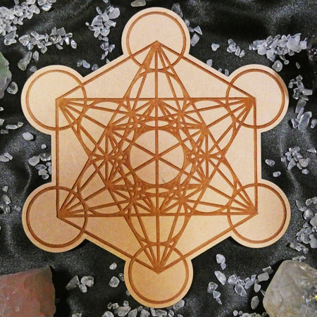 Placca in legno con Cubo di Metatron per meditazione spirituale