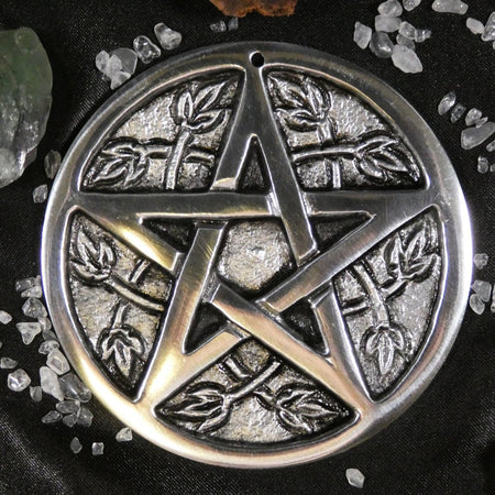 brucia incenso in metallo con pentacolo inciso simbolo di protezione