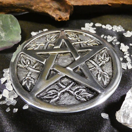 brucia incenso resistente in metallo con disegno esoterico del pentacolo