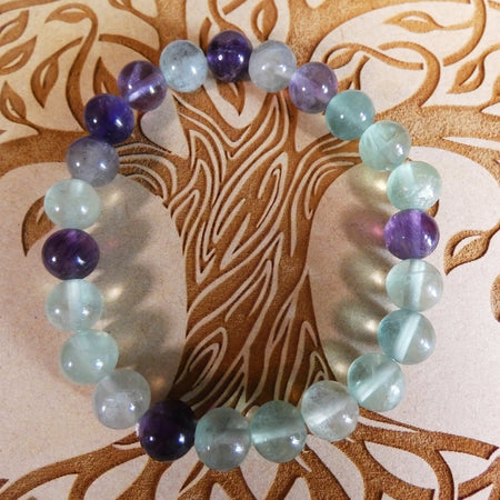 bracciale in Fluorite Naturale con perle da 8 mm, ideale per chiarezza mentale e protezione.