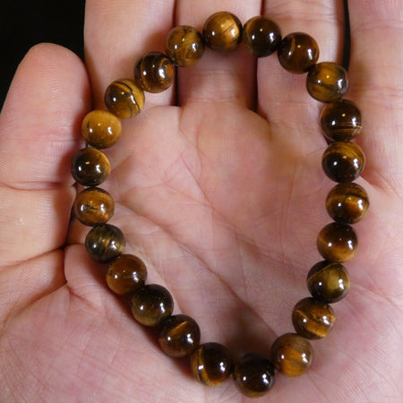 bracciale in Occhio di Tigre naturale, utile per proteggere dalle energie negative e ridurre lo stress.