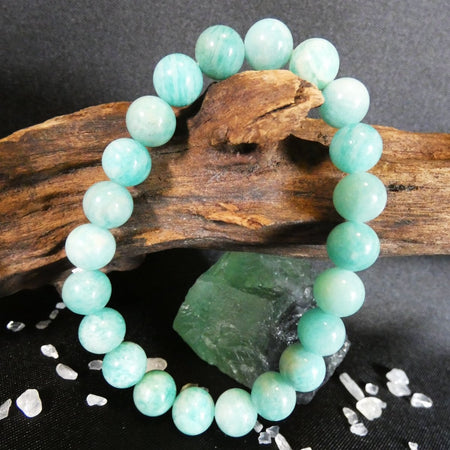 bracciale in Amazzonite AA con perle da 8 mm, ideale per equilibrio, coraggio e serenità interiore.