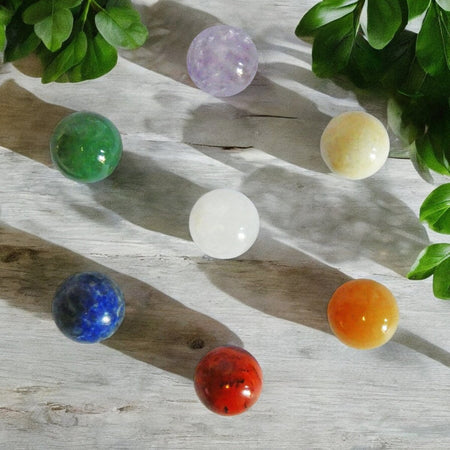 set completo sfere chakra 7 cristalli naturali per meditazione