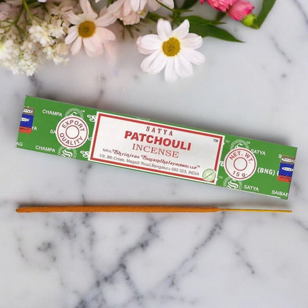 Confezione da 15 grammi di Incenso Naturale in Stick Satya profumazione Patchouli