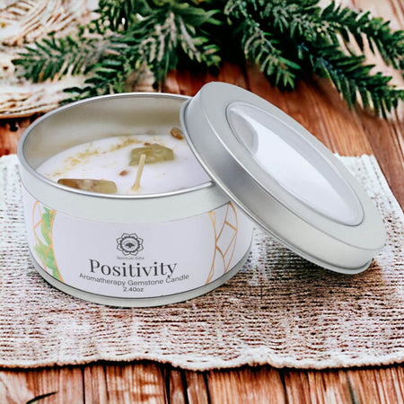 candela artigianale al tè verde e citrino per energia positiva