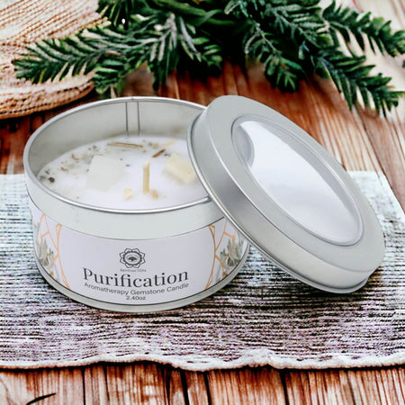candela artigianale salvia bianca e selenite purificante