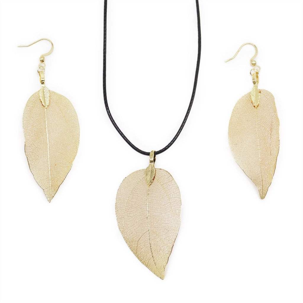 Set Gioielli Donna Foglia Intrecciata - Collana E Orecchini Con Set Gioielli Donna Foglia Intrecciata - Collana E Orecchini Con