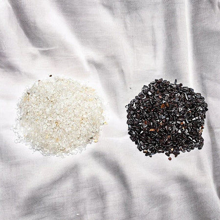 set 250g cristallo di rocca e ematite per pulizia energetica