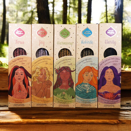 Confezioni assortite di incensi artigianali Terra, Acqua, Fuoco, Aria e Etere.