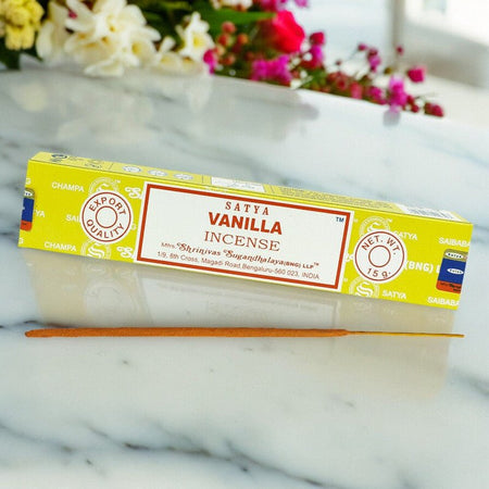 Confezione da 15 grammi di Incenso Naturale in Stick Satya profumazione Vaniglia