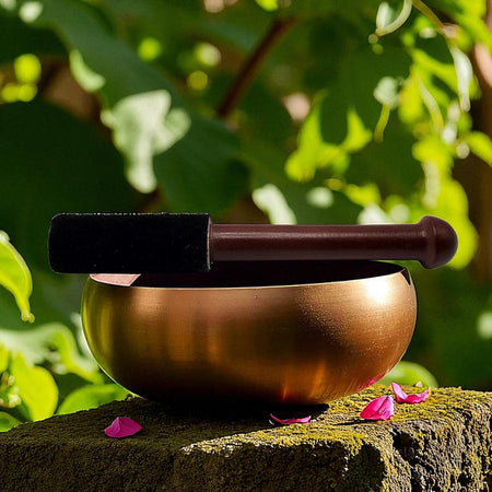 Accessorio per campana tibetana, batacchio in legno rivestito in morbido camoscio nero 15 cm.