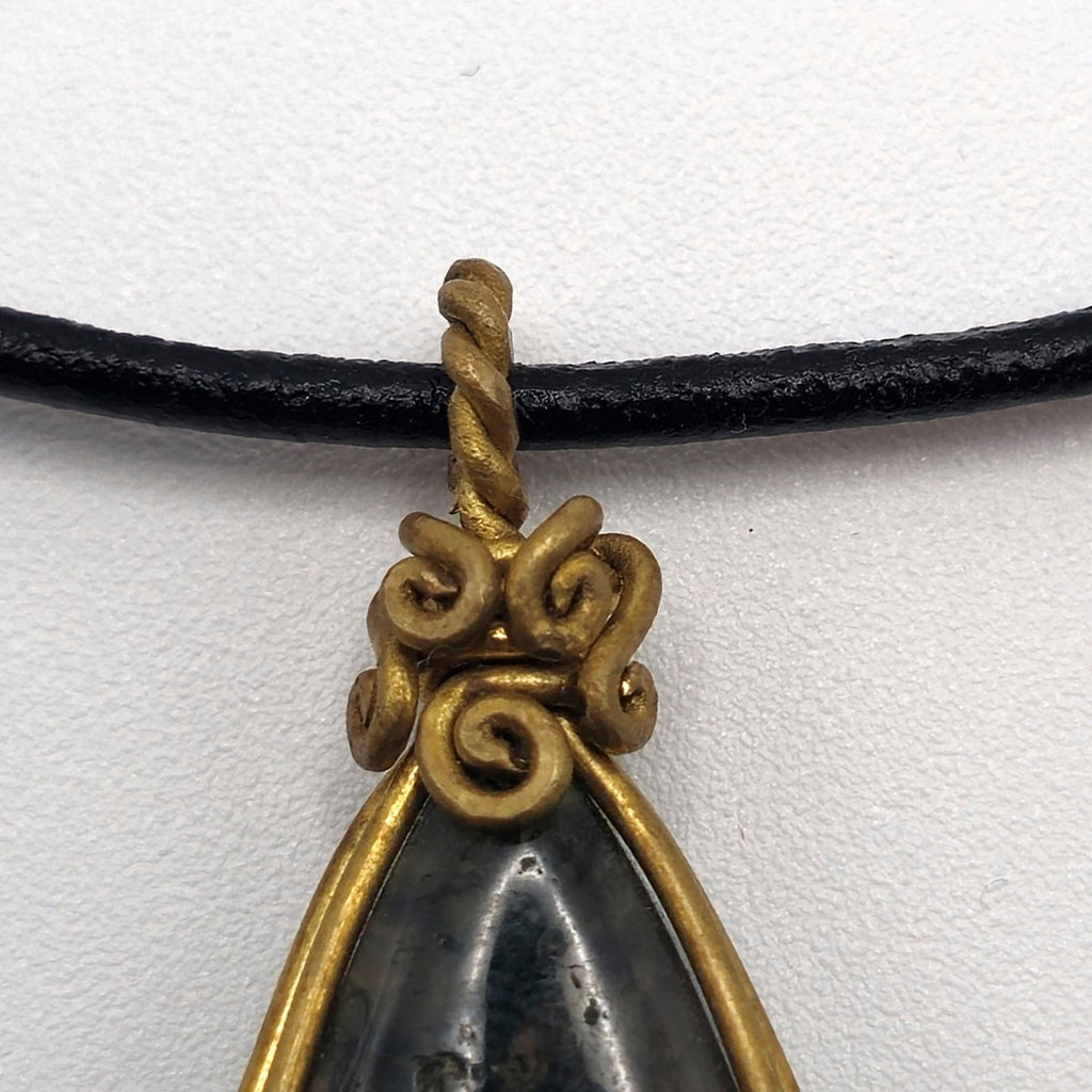 Collana In Agata Muschiata Naturale Con Ciondolo A Goccia - Argento 925 - Regalo Donna