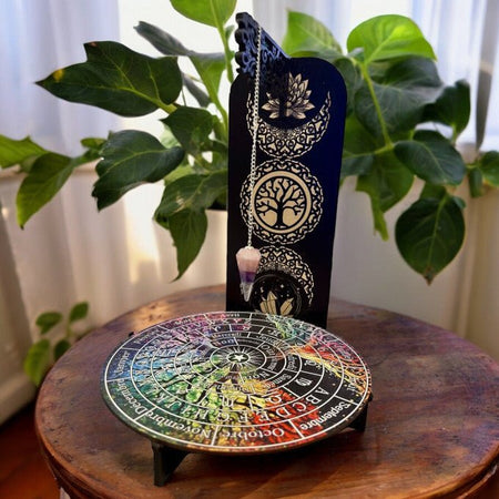strumento esoterico legno albero vita cicli lunari per lettura energetica e divinazione