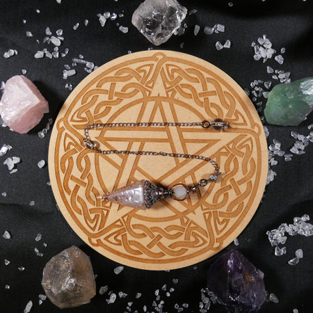 Pendolo in Orgonite e Quarzo Rosa con Spirale