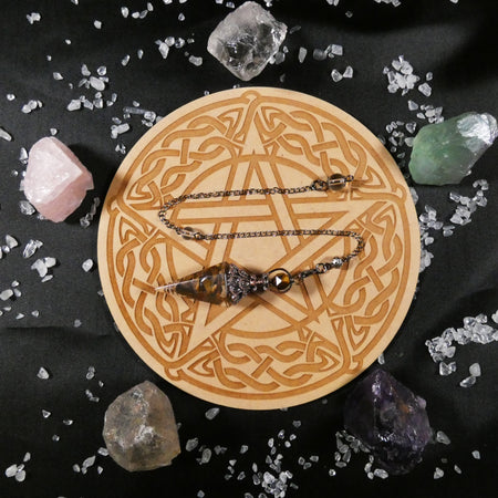 Pendolo in Orgonite e Occhio di Tigre con Spirale