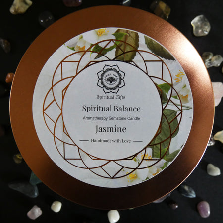Candela Green Tree 256 g - Equilibrio Spirituale (Gelsomino, Tè Verde e Cristallo di Rocca)