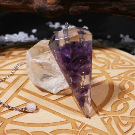 Pendolo in Orgonite e Ametista