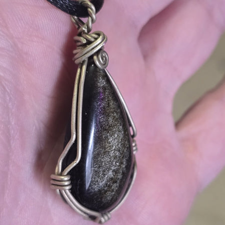 Amuleto con Ossidiana Dorata a Goccia AAA (Varie Misure)