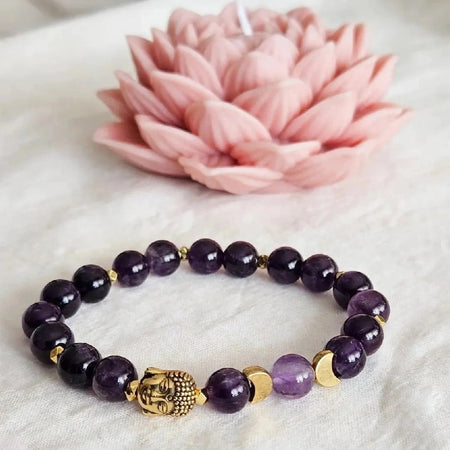 Bracciale "Saggezza Lunare" con Ametista e Buddha