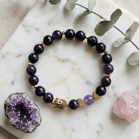 Bracciale "Saggezza Lunare" con Ametista e Buddha