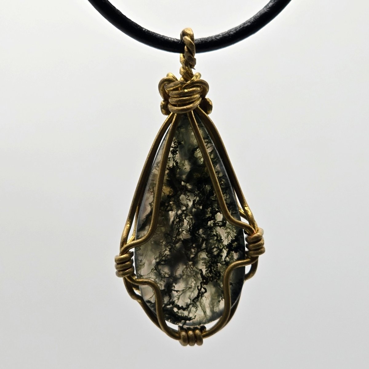 Collana in agata muschiata fatta a mano: argento sterling 925, catena regolabile - Italia Collana in agata muschiata fatta a mano: argento sterling 925, catena regolabile - Italia