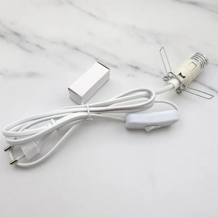 Kit elettrico bianco con cavo, interruttore per lampada in selenite